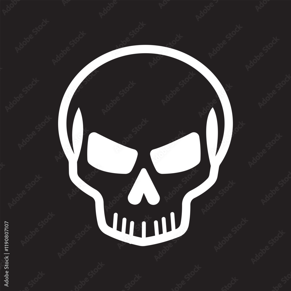 Simple White Skull Silhouette Against Black vector design Simple White Skull Silhouette Against Black vector design