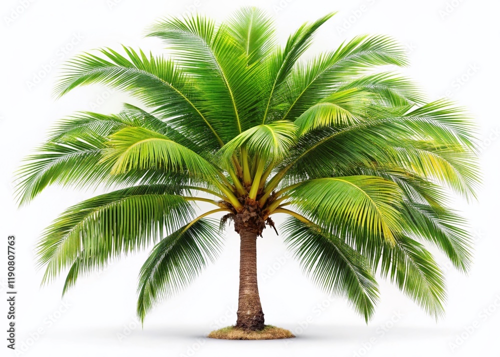 Obraz premium Isolated Palm Tree, Tropical Plant, Single Palm, White Background, Clipping Path, Stock Photo