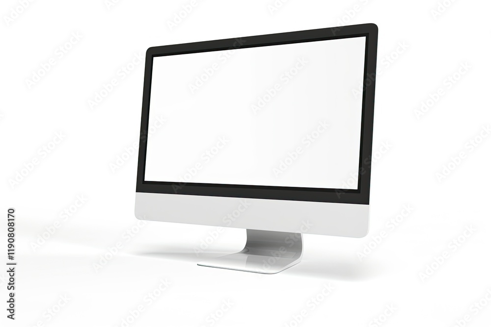 Pixel Perfect Image of Computer Monitor with White Blank Screen Pixel Perfect Image of Computer Monitor with White Blank Screen