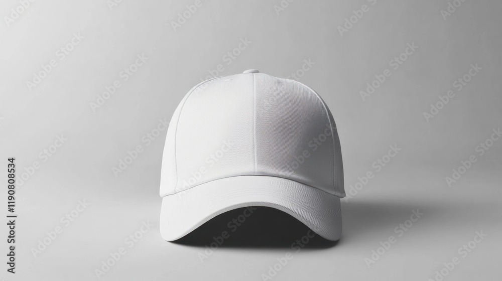 White baseball cap isolated on light grey background. White baseball cap isolated on light grey background.