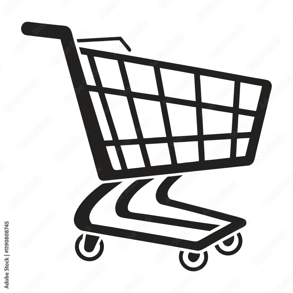 Simple Black and White Shopping Cart Icon Simple Black and White Shopping Cart Icon