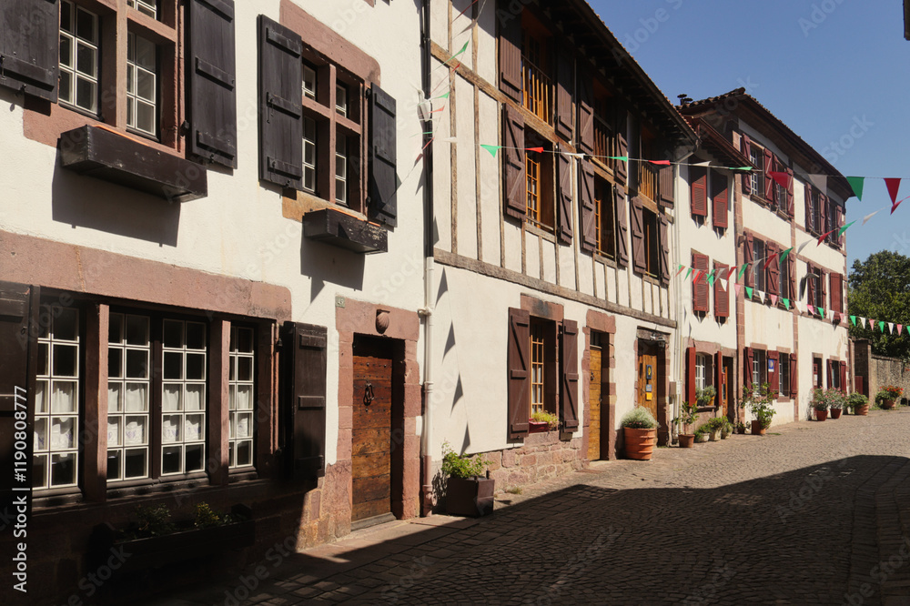 Fototapeta premium Saint-Jean-Pied-de-Port. France. It is one of the most beautiful towns in France and is famous for being located at the foot of the Port of Roncesvalles (Way of St. James)