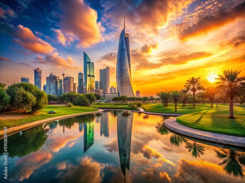 Surreal Arabian Nights: Al Hamra Tower & Al Shaheed Park, Kuwait City photo