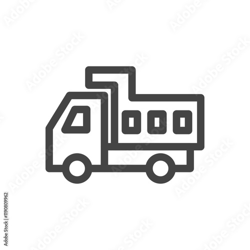 線画乗り物関連の単品アイコン　ダンプカー