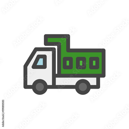 カラー乗り物関連の単品アイコン　ダンプカー