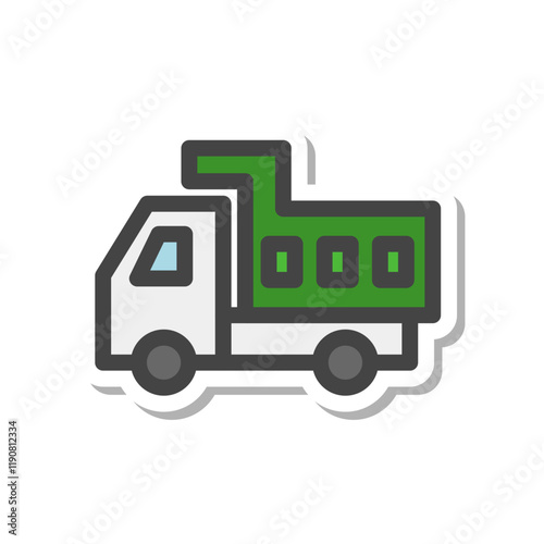 ステッカー風乗り物関連の単品アイコン　ダンプカー