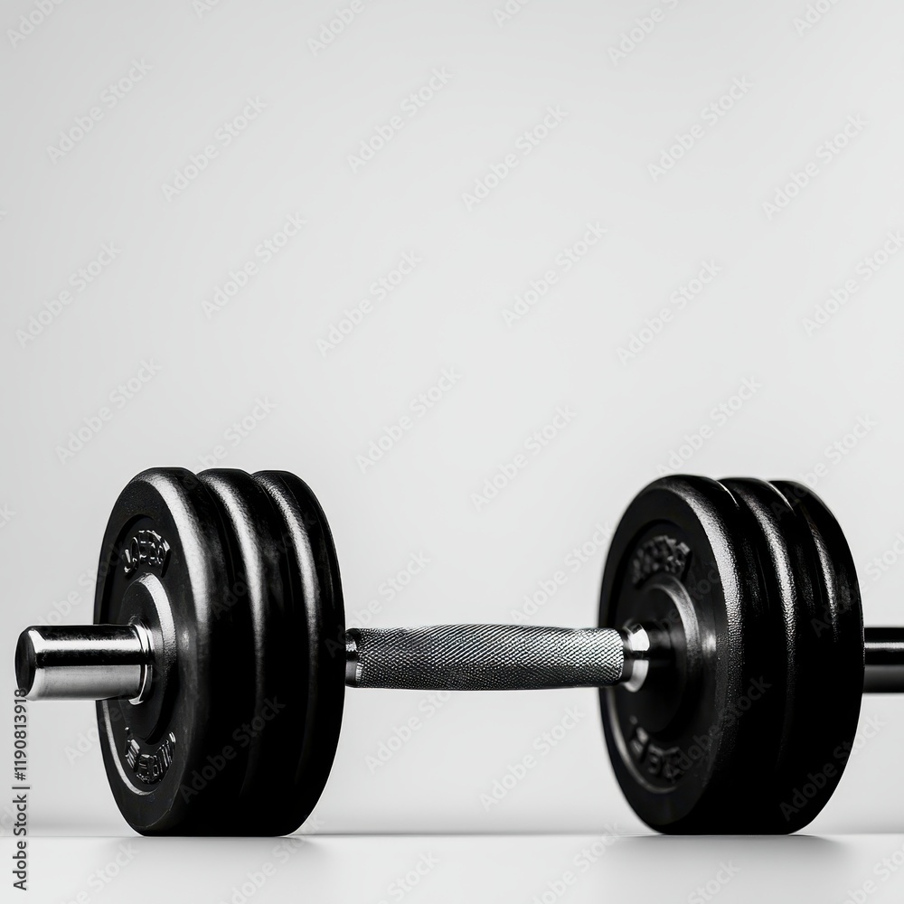 Naklejka premium Heavy Barbell Weights Placed on the Floor for Fitness Training