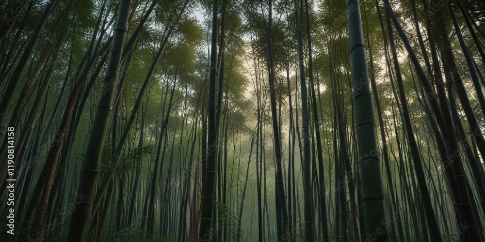 Dense bamboo forest at dusk with tall stalks swaying gently in the breeze, bambusblüte, wald, dunkel Dense bamboo forest at dusk with tall stalks swaying gently in the breeze, bambusblüte, wald, dunkel