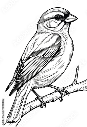 a cute sparrow birds line art vector illustration
