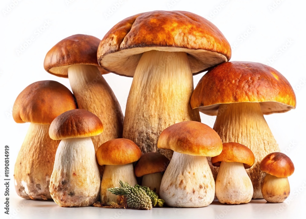 King Bolete Mushrooms, Porcini Fungi Isolated on White Background - High-Resolution Stock Photo King Bolete Mushrooms, Porcini Fungi Isolated on White Background - High-Resolution Stock Photo