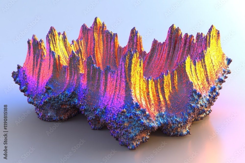 Obraz premium Colorful Abstract Sculpture with Iridescent Peaks in a Minimalist Setting
