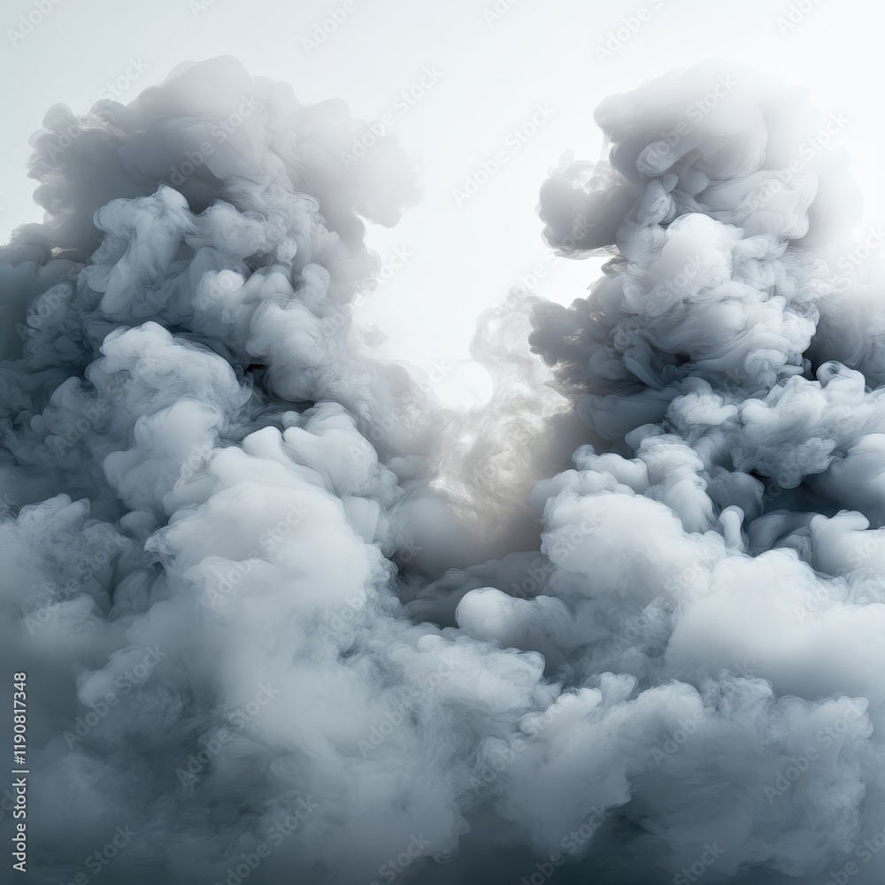 Fototapeta premium Dense Gray Smoke Rising and Dissipating in Soft Cloud Formations