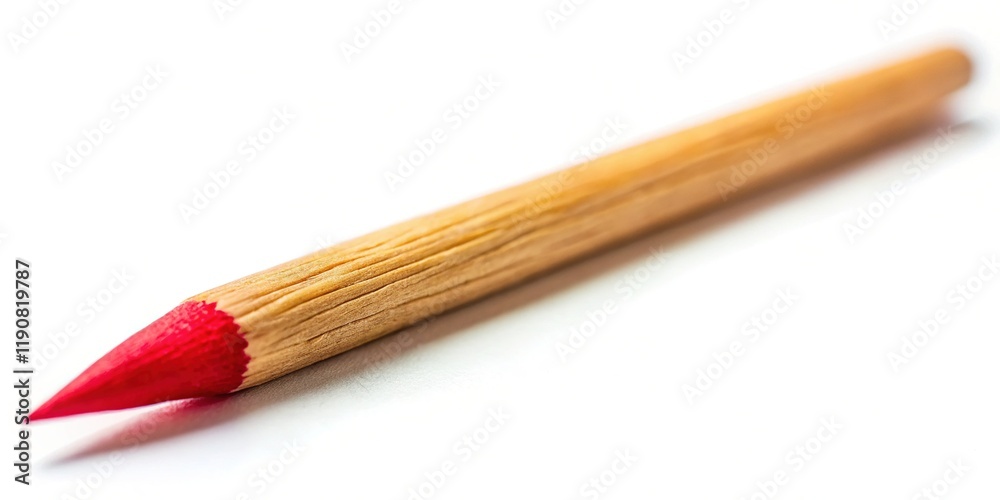 Fototapeta premium Single Wooden Toothpick Isolated on White Background, Copy Space Right