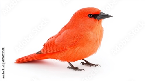 Vivid Orange Sunbird Isolated on White. Generative AI photo