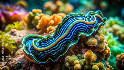 Long Exposure Photography of Pseudoceros bifurcus Flatworm in Siquijor, Philippines photo