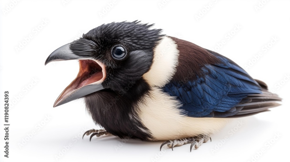 Obraz premium Australian Magpie on White Background. Generative AI