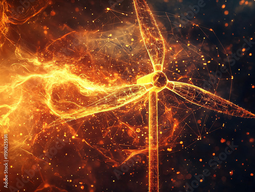 Wallpaper Mural Fiery Wind Turbine Energy Torontodigital.ca