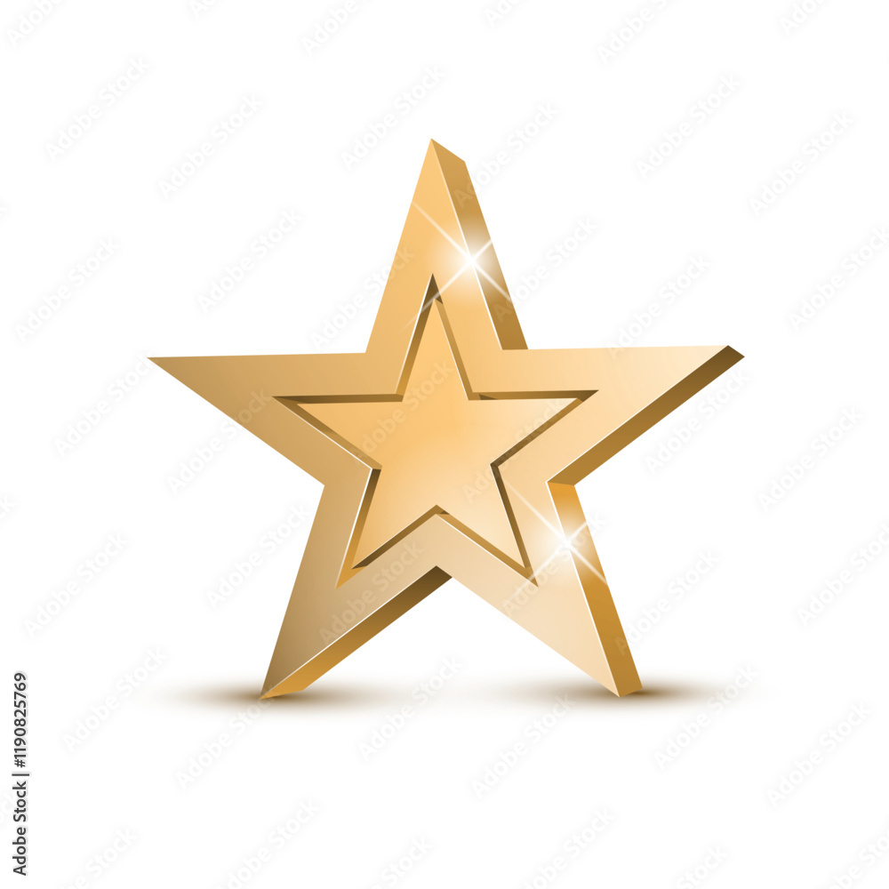 Fototapeta premium Winner award. gold star 3d symbol. Poster template for event party. Vector illustration