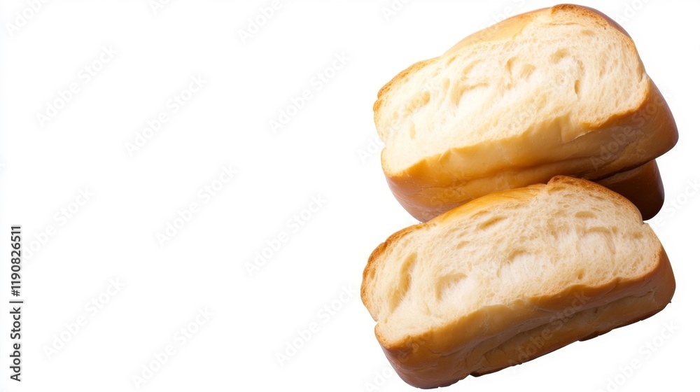 Freshly baked soft bread on a white background. Generative AI Freshly baked soft bread on a white background. Generative AI