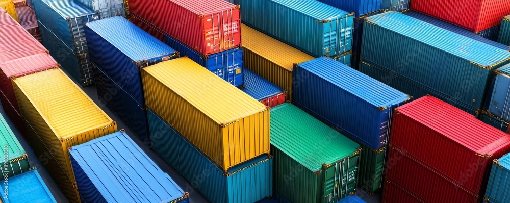 Fototapeta premium Container yard with diverse cargo types showcasing global trade diversity