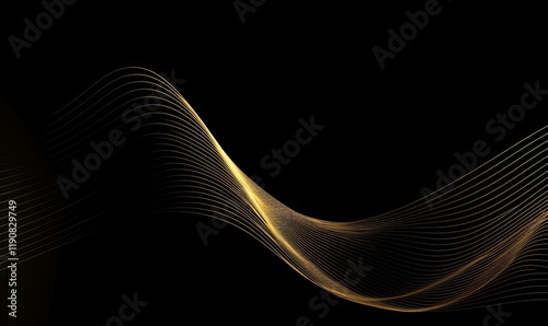 Stunning golden wave abstract design on a black background