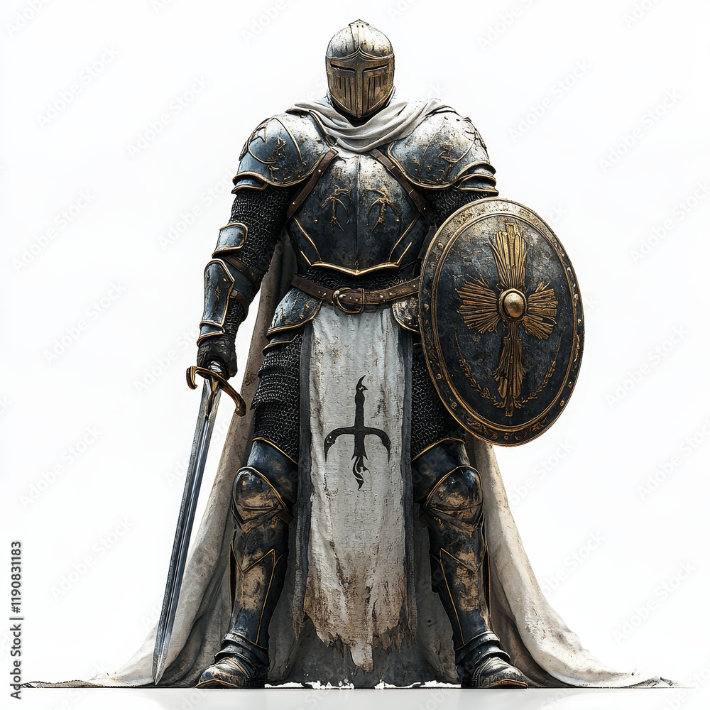 Fototapeta premium A brave young knight in shining armor 