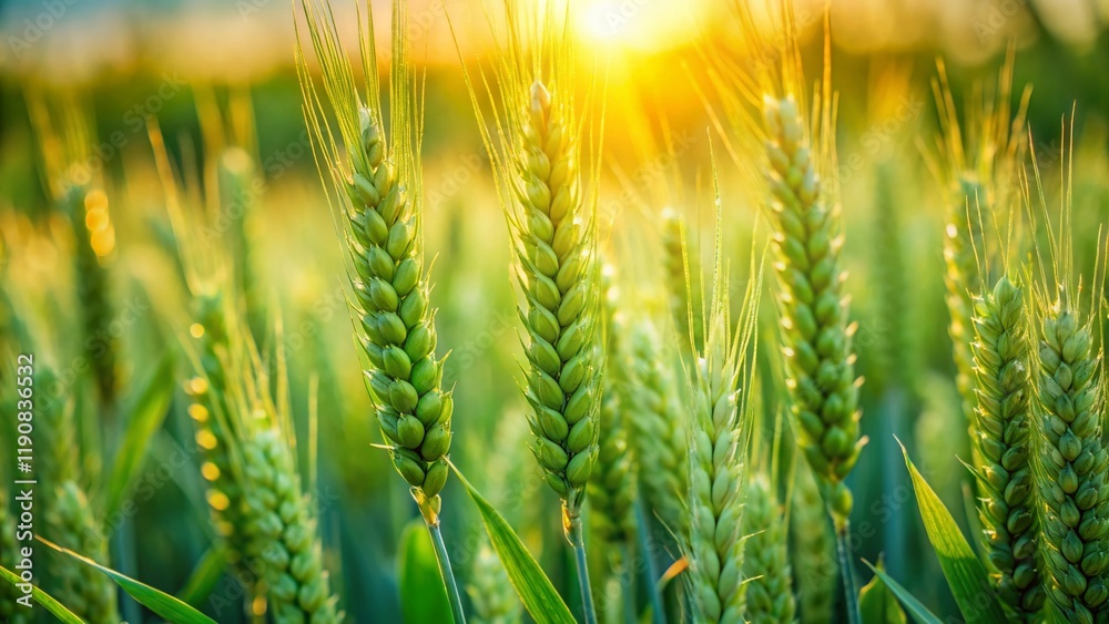 Lush Green Wheat Field Close-Up with Bokeh - Nature Stock Photo Lush Green Wheat Field Close-Up with Bokeh - Nature Stock Photo