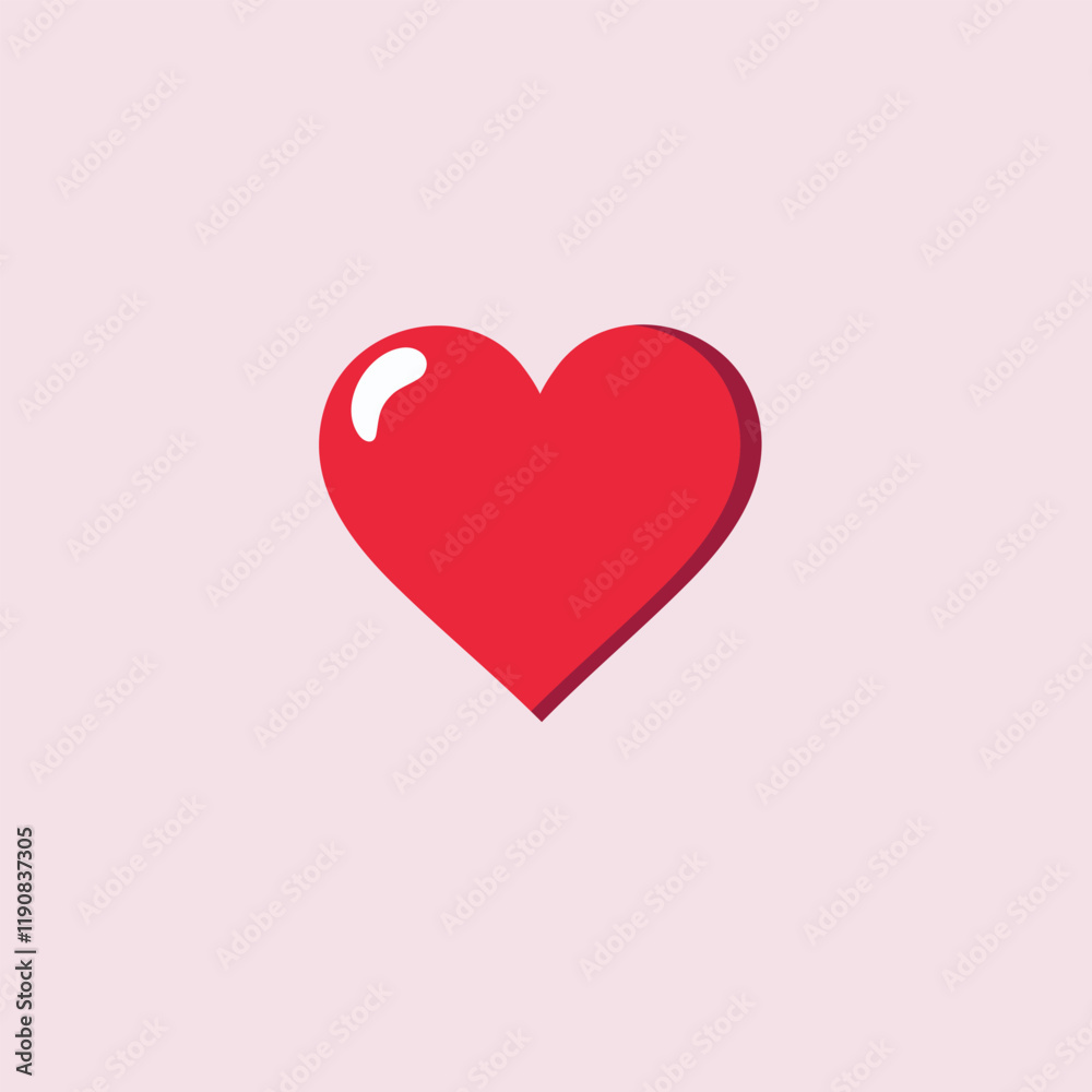 3D Red Heart with Shadow on Light Pink Background 3D Red Heart with Shadow on Light Pink Background