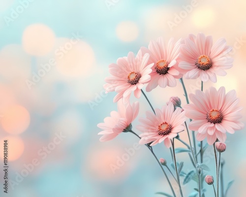 Delicate Pink Flowers in Elegant Vase with Soft Blurred Background Creating a Calming and Inviting Atmosphere for Home
