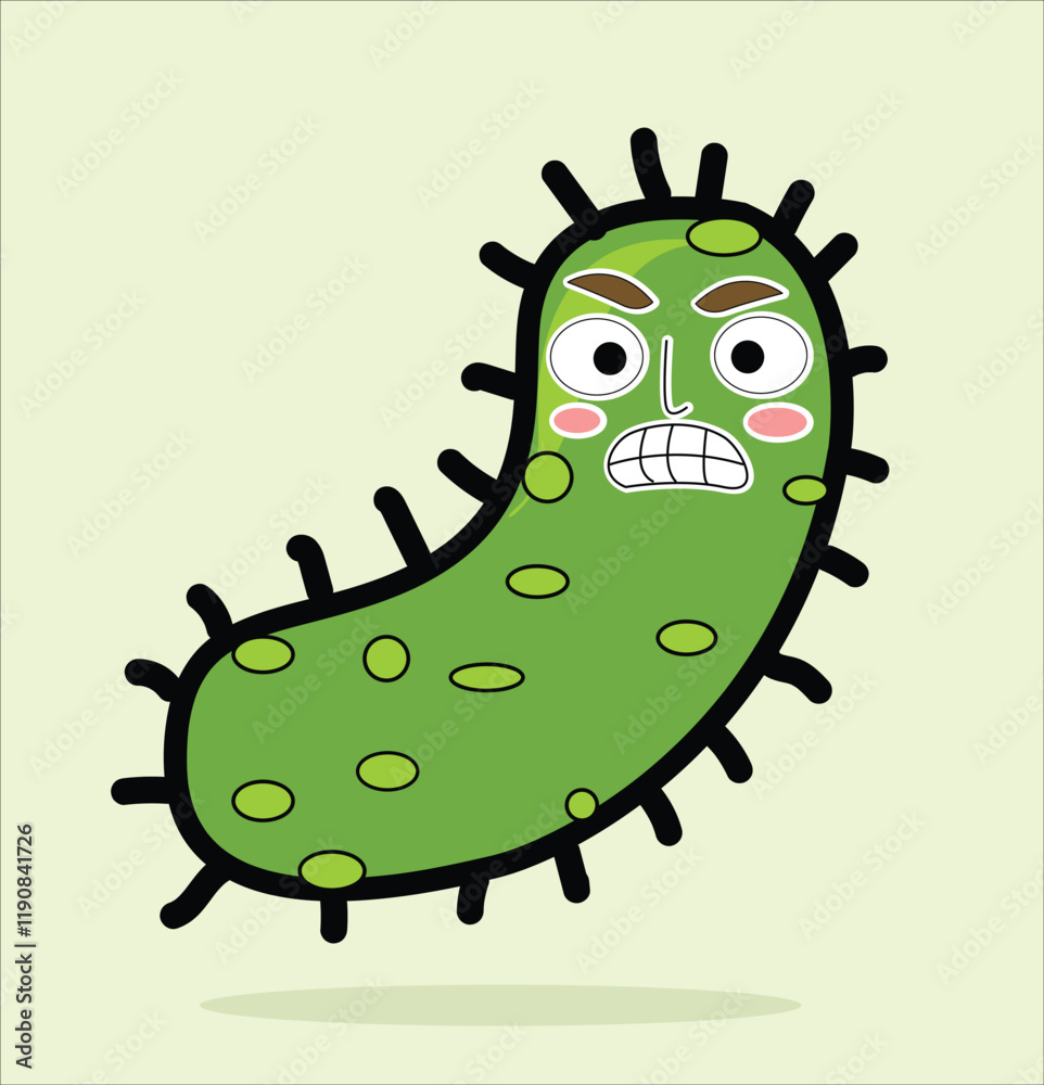 Fototapeta premium Virus Character with cute face, simple 