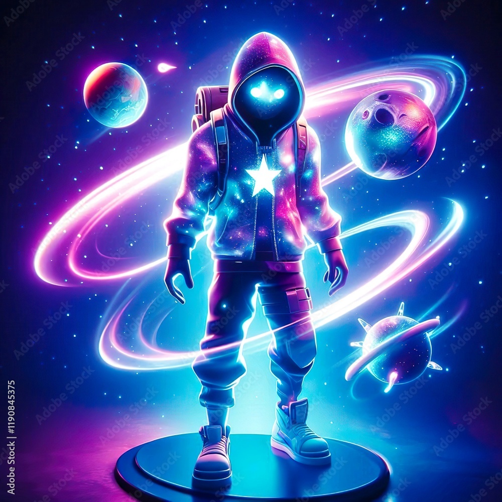 Fototapeta premium space-themed character, cosmic warrior