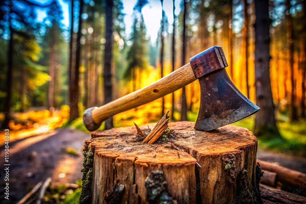 Macro Forest Axe: Rustic Wood Chopper for Fire & Shelter Building Macro Forest Axe: Rustic Wood Chopper for Fire & Shelter Building
