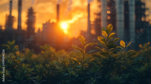 Sustainable Energy Plant Surrounded by Vibrant Greenery. Generative AI photo