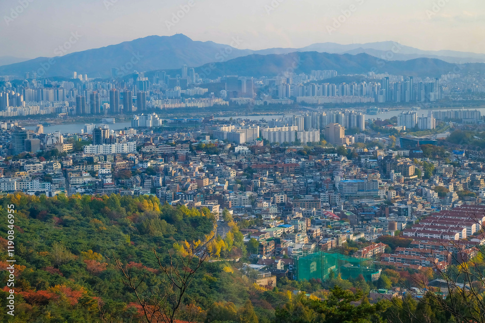 Obraz premium Seoul Cityscape from N Seoul Tower.Seoul, South Korea