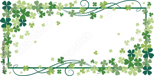 Seamless border of shamrock clover green leaves on transparent background vector decorative element templat	