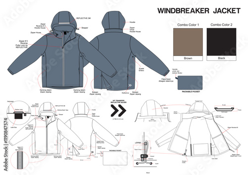 WINDBREAKER JACKET MOCKUP VECTOR  WITH DETAILED DESCRIPTION.eps