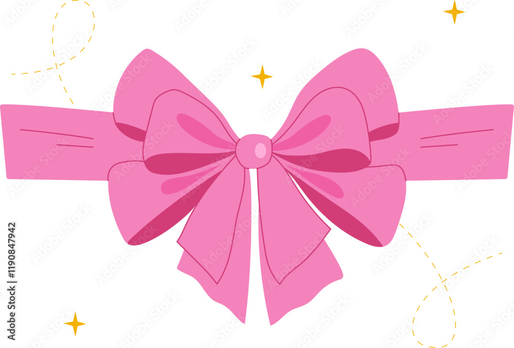 Cute pink bow. Hair accessory. Bow for wrapping gifts. Vector illustration Cute pink bow. Hair accessory. Bow for wrapping gifts. Vector illustration