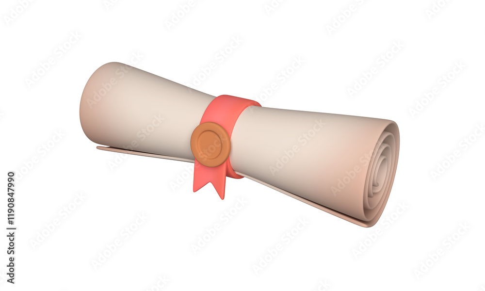 Old paper scroll. Ancient antique papyrus with seal, tied with ribbon. 3d rendering. Old paper scroll. Ancient antique papyrus with seal, tied with ribbon. 3d rendering.