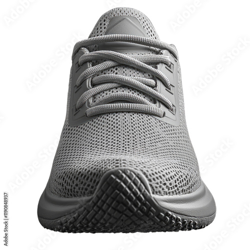 Gray running shoe with breathable mesh design isolated on transparent background png photo