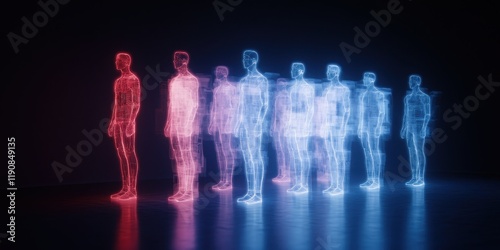 Futuristic silhouettes representing digital human evolution and connection.