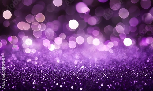 gold and purple abstract glitter confetti bokeh background, Generative Ai