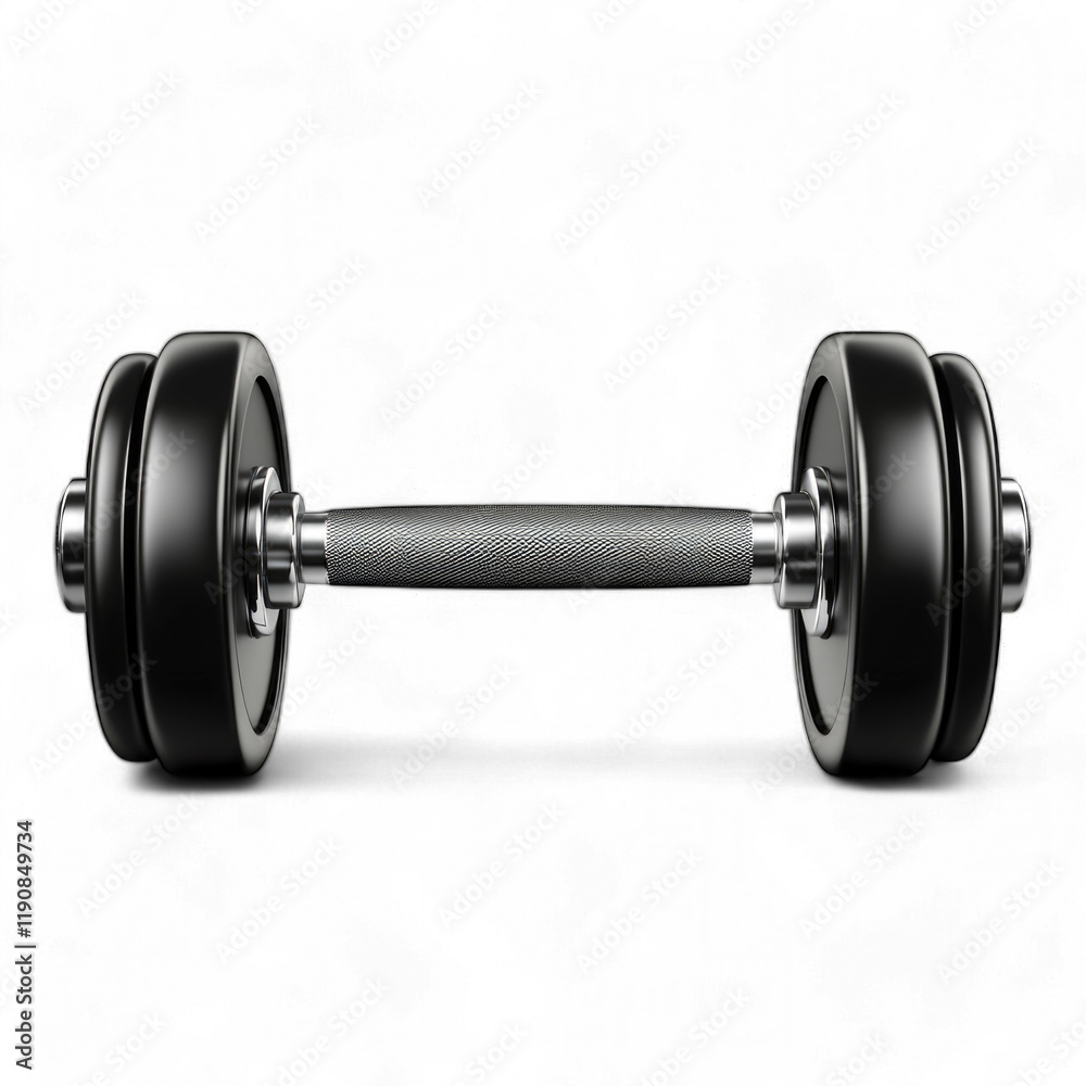 Black dumbbell with silver handle isolated on transparent background png Black dumbbell with silver handle isolated on transparent background png