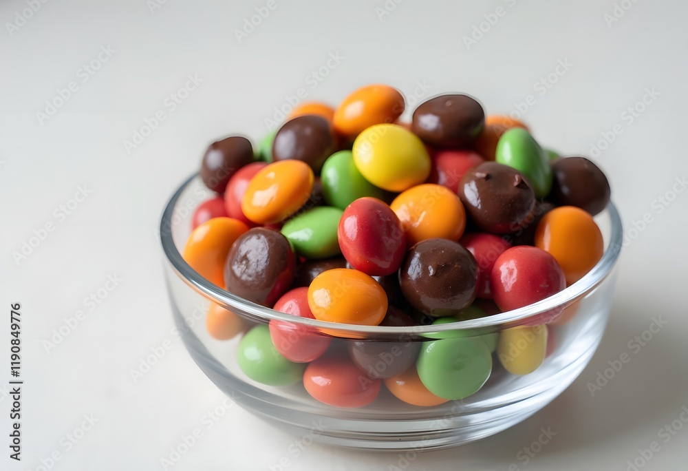 A bowl filled with colorful candy on a white background
A bowl filled with colorful candy on a white background
