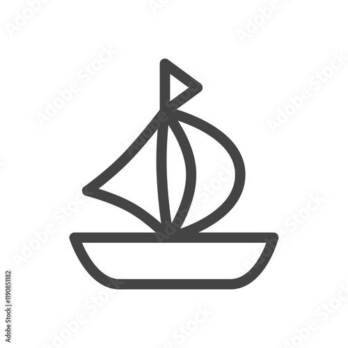 線画乗り物関連の単品アイコン　ヨット
