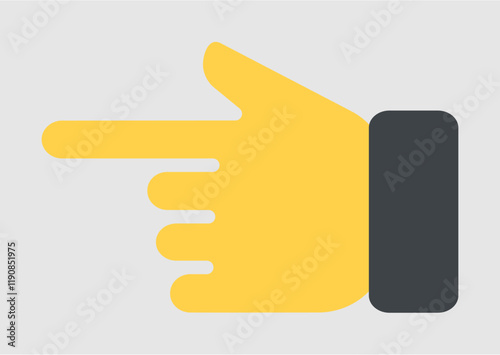 a yellow hand icon with the index finger extended to the left, likely used for navigation or to indicate direction