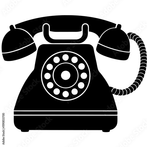 Bakelite Telephone silhouette vector icon illustration, telephone on white background.