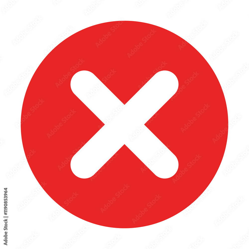a red circle with a white X a file rejection icon, visually communicating that something is not accepted a red circle with a white X a file rejection icon, visually communicating that something is not accepted