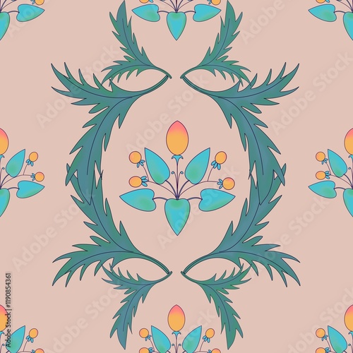 seamless background with abstract flowers