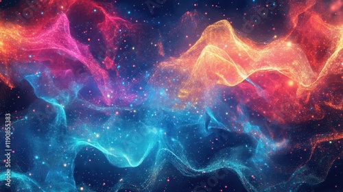 Wallpaper Mural Abstract cyber space environment background. Digital particles grid virtual reality. Graphic concept for your design Torontodigital.ca