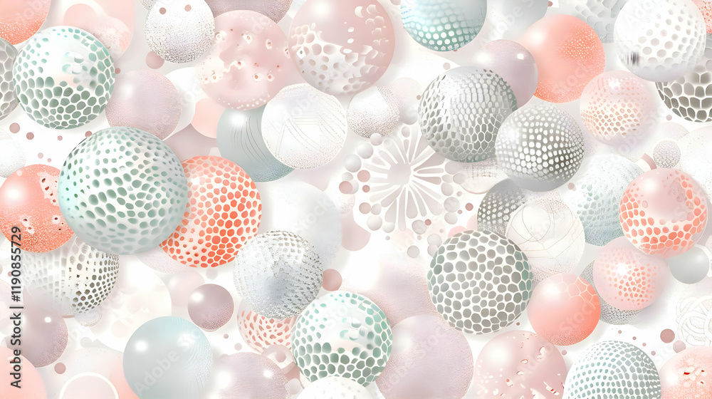 Fototapeta premium A vibrant abstract design featuring colorful spheres and patterns on a light background.